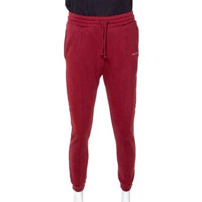 Pre-owned Vetements Brick Red Cotton Embroidered Logo Detail Track Trousers M