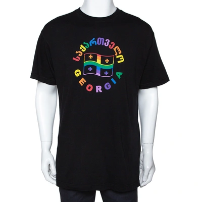 Pre-owned Vetements Black Cotton Rainbow Georgia Flag Print T Shirt S