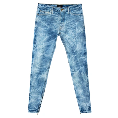 Pre-owned Fear Of God Indigo Acid Washed Denim Slim Fit Selvedge Jeans M In Blue