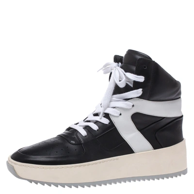 Pre-owned Fear Of God Black/white Leather Basketball High Top Sneakers Size 40