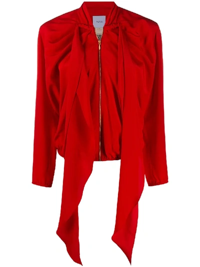 Patou Silk Hanging Sash Jacket In Red