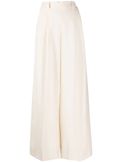 Twinset Pleated Wide-leg Trousers In White