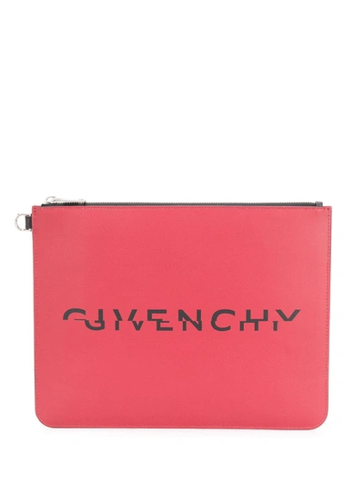 Givenchy Split Logo Pouch In Red