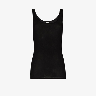 Saint Laurent Womens Noir Scoop-neck Jersey Tank Top L In Black