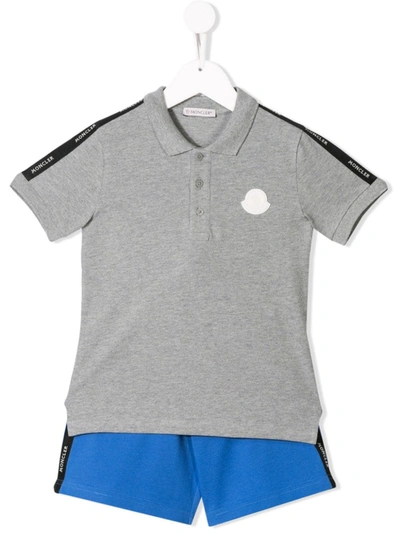 Moncler Kids' Side Panelled Polo Shirt And Shorts Set In Grey
