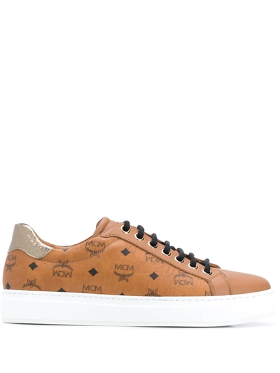 Mcm Logo Low-top Sneakers In Brown