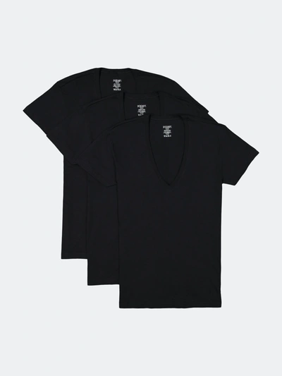 2(x)ist Essential Cotton Slim Fit Deep V-neck T-shirt 3-pack In Black