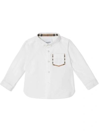 Burberry Babies' Check Detail Oxford Shirt In Bianco