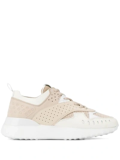 Tod's Sneakers In Perforated Leather With Logo And Rubbers In Beige