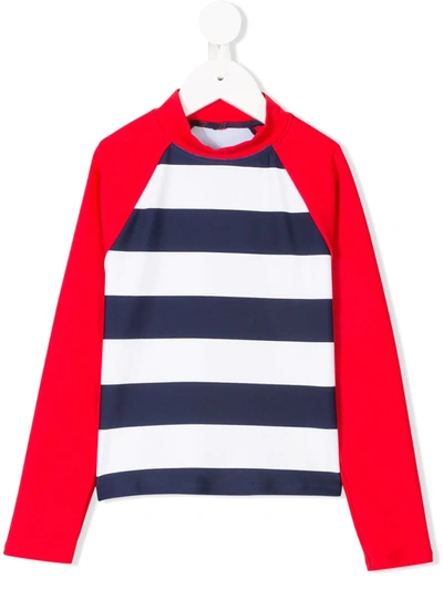 Perfect Moment Kids' Striped Rash Guard In Red