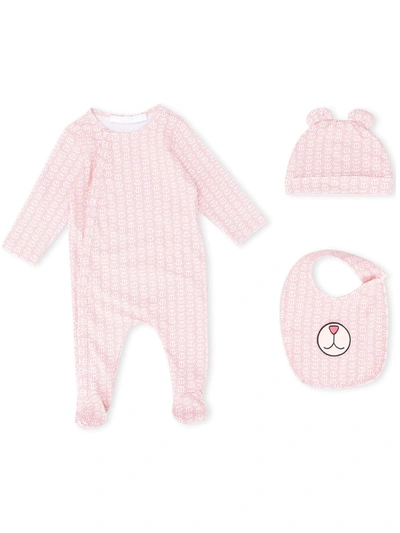 Philipp Plein Monogram-pattern Babygrow Set In Pink