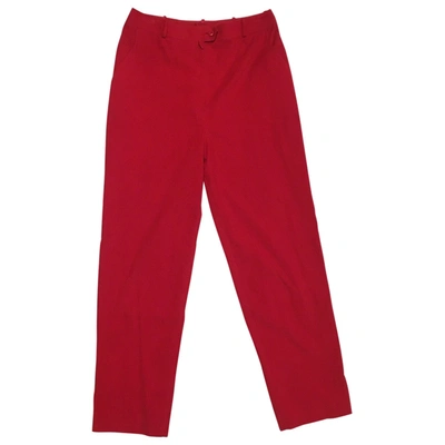 Pre-owned Pierre Balmain Velvet Carot Pants In Red