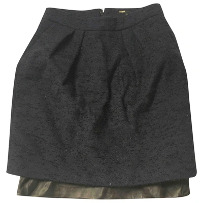 Pre-owned Maje Tweed Mini Skirt In Navy