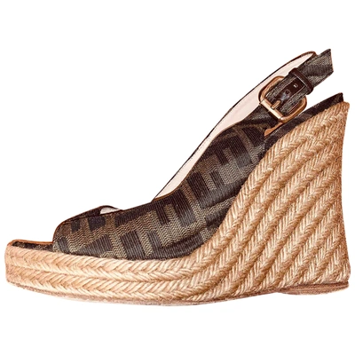 Pre-owned Fendi Brown Cloth Espadrilles