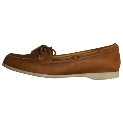 Pre-owned Timberland Camel Leather Flats