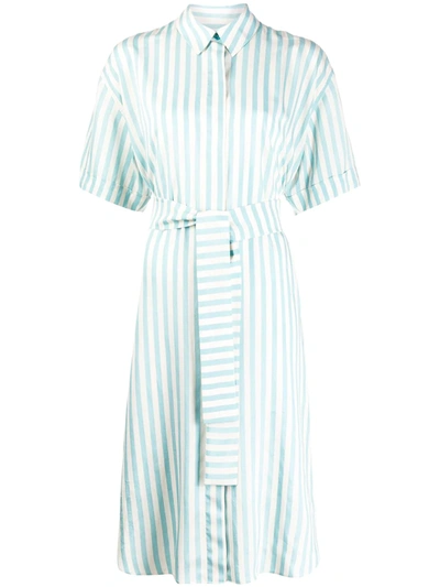 Ps By Paul Smith Striped Shirt Dress In Light Blue