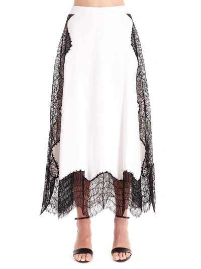 Givenchy Laces Viscose Crepe Midi Skirt In White - Black