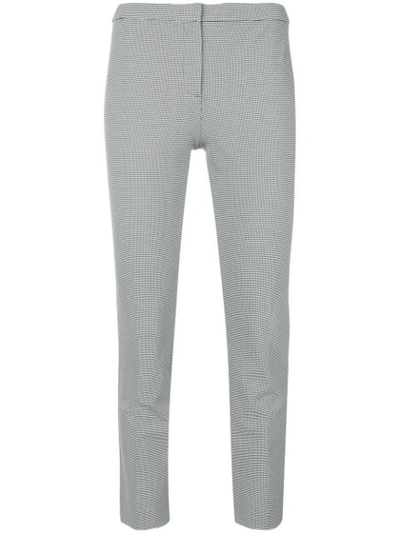Theory Houndstooth Print Cropped Skinny Trousers In Black