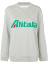 Alberta Ferretti Alitalia Logo Embroidery Grey Sweatshirt