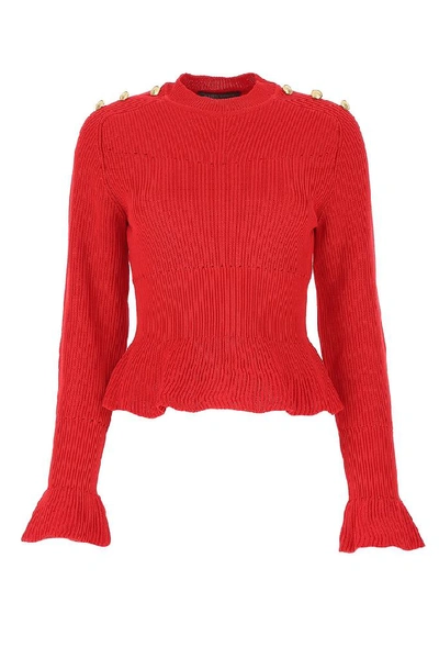 Alberta Ferretti Knitted Sweater In Red