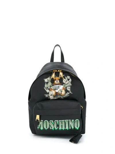 Moschino Logo Print Backpack In Black