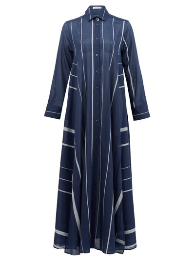 Palmer Harding Casablanca Striped Cotton-poplin Shirt Dress In Navy Stripe Voile