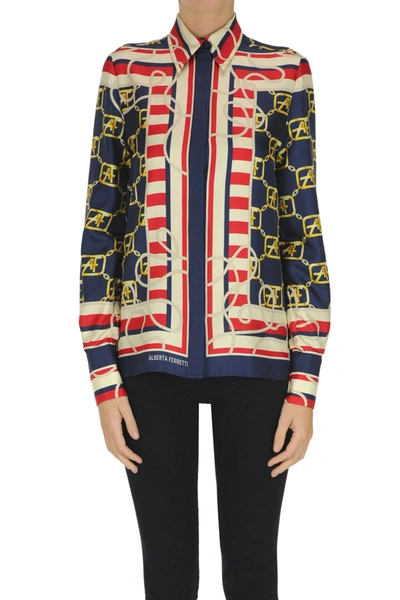 Alberta Ferretti Printed Silk Blouse In Multicolour