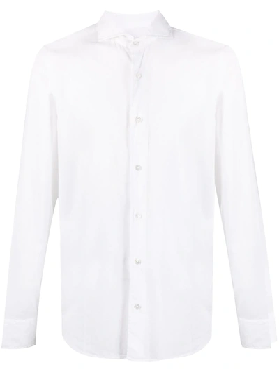 Fedeli Cutaway-collar Cotton Shirt In White