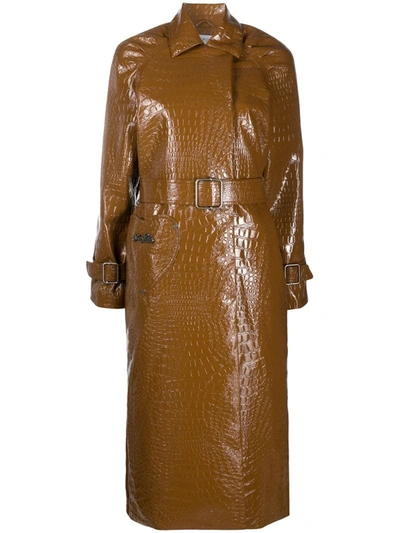 Saks Potts Patent Trench Coat In Brown