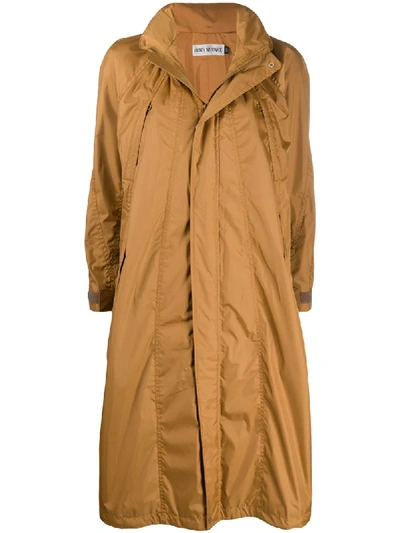 Issey Miyake Hooded A-line Raincoat In Brown