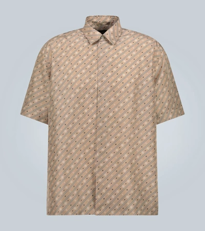 Fendi Silk Logo-patterned Shirt In Brown
