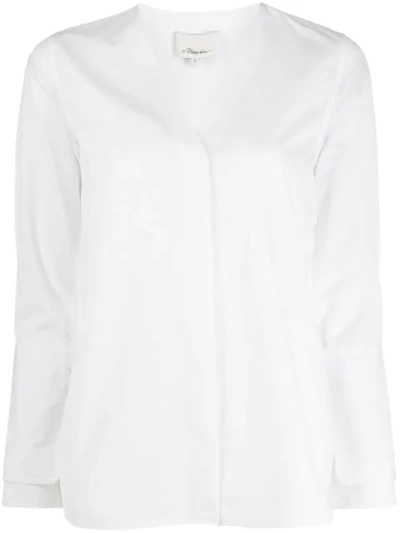 3.1 Phillip Lim / フィリップ リム Bow-detailed Cotton-poplin Top In Op100 Optic White