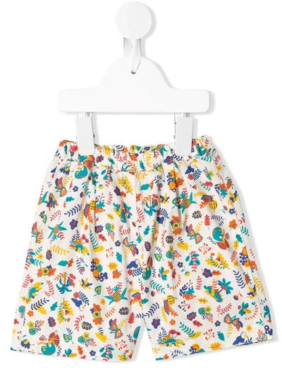 Familiar Babies' Flora-and-fauna Print Trousers In White