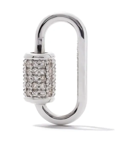 As29 18kt White Gold Diamond Oval Carabiner In Silver