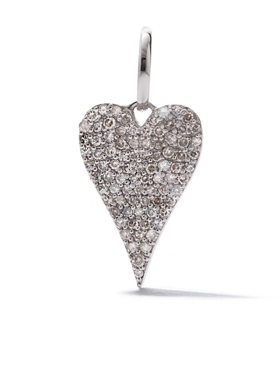 As29 18kt White Gold Pave Diamond Heart Pendant In Silver