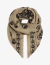 Alexander Mcqueen Skull Print Modal And Silk-blend Scarf In Sand Black