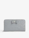 Ted Baker Bow Detail Leather Matinee Purse In Mid-grey