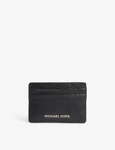 Michael Michael Kors Jet Set Leather Card Holder In 黑色