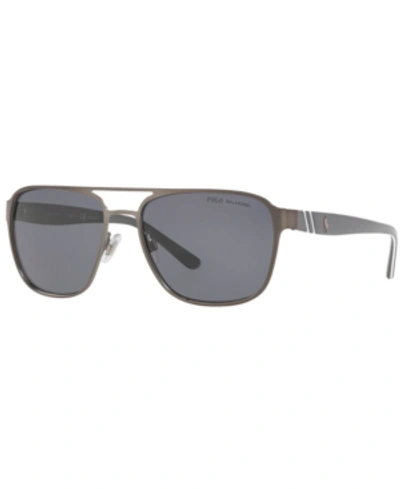 Polo Ralph Lauren Polarized Sunglasses, Ph3125 57 In Matte Gunmetal/polar Grey