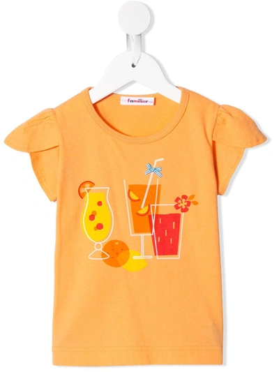 Familiar Kids' Graphic Print T-shirt In Orange