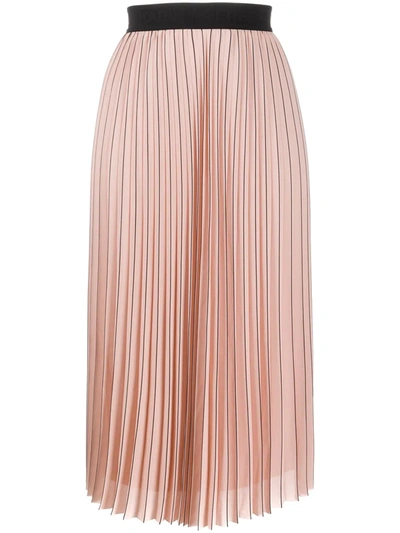 Karl Lagerfeld Pinstriped Pleated Skirt In Pink