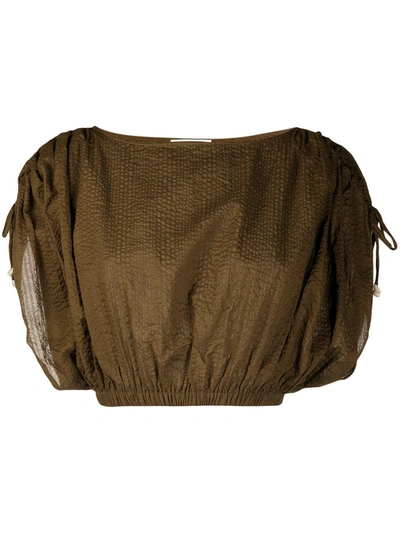 Marysia Textured Cropped Blouse In Brown