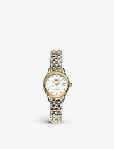 Longines Flagship Two-tone & Diamond Bracelet Watch In White/two Tone