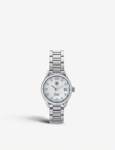 Tag Heuer Womens Stainless Steel War2415. Ba0770 Carrera Stainless Steel, Mother-of-pearl And Diamond Watch