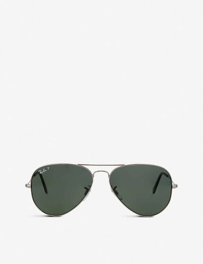 Ray Ban Ray-ban Mens Black Original Aviator Gunmetal-frame Sunglasses Rb3025 58
