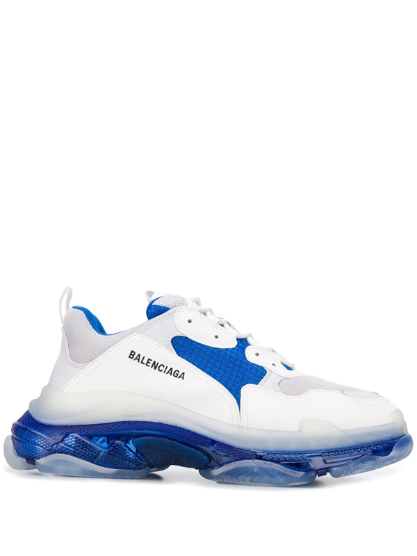 balenciaga triple s clear sole sneakers in navy blue