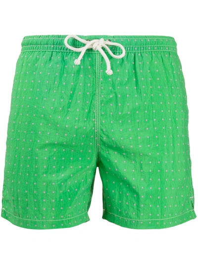 Kiton Polka Dot Print Swim Shorts In Green