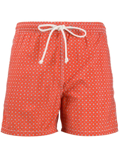 Kiton Geometric Print Swim Shorts In Orange