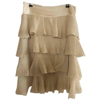 Pre-owned Diane Von Furstenberg Silk Mini Skirt In Ecru