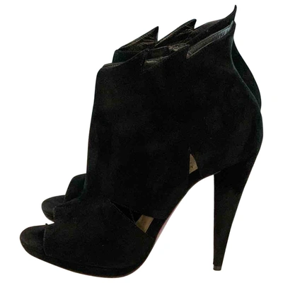 Pre-owned Christian Louboutin Open Toe Boots In Black
